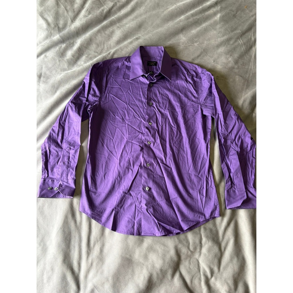 Structure Stretch Slim Fit Dress Shirt Mens Medium Purple Button Down